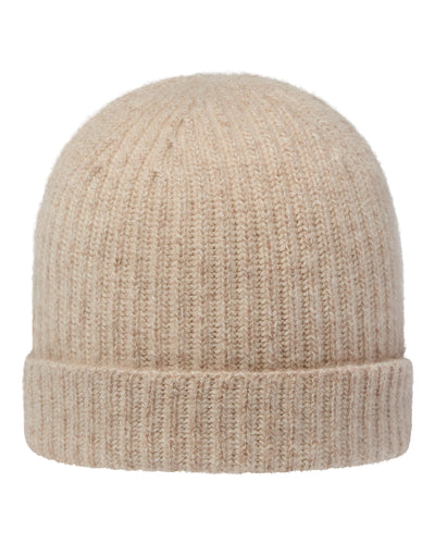 N.Peal Women's Plated Ribbed Cashmere Hat Toasted Sesame Brown