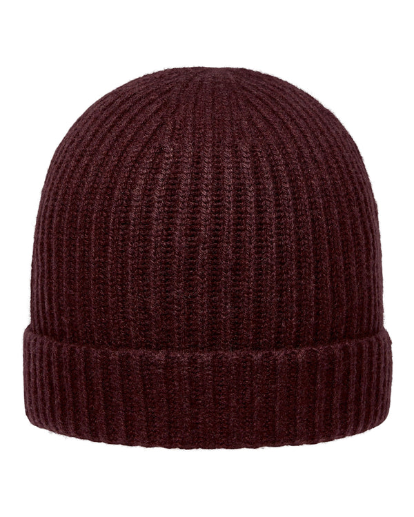 N.Peal Unisex Ribbed Cashmere Hat Claret Red