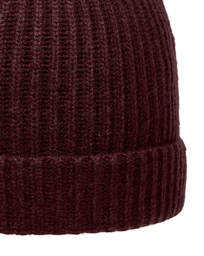 N.Peal Unisex Ribbed Cashmere Hat Claret Red