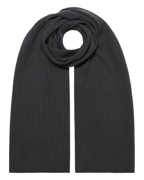 N.Peal Unisex Short Ribbed Cashmere Scarf Anthracite Grey