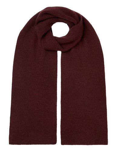 N.Peal Unisex Short Ribbed Cashmere Scarf Claret Red