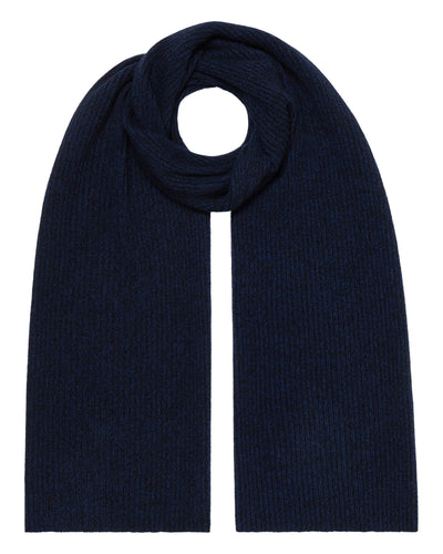 N.Peal Unisex Short Ribbed Cashmere Scarf Navy Blue Melange