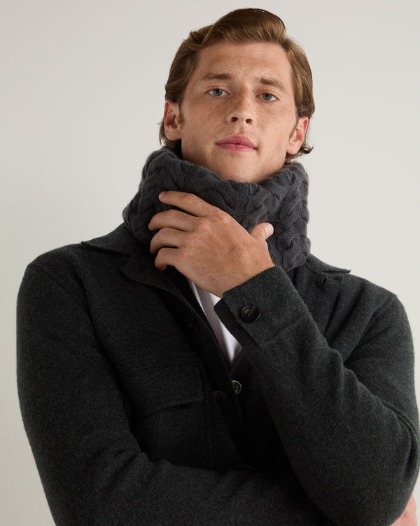 N.Peal Unisex Cable Cashmere Snood Anthracite Grey