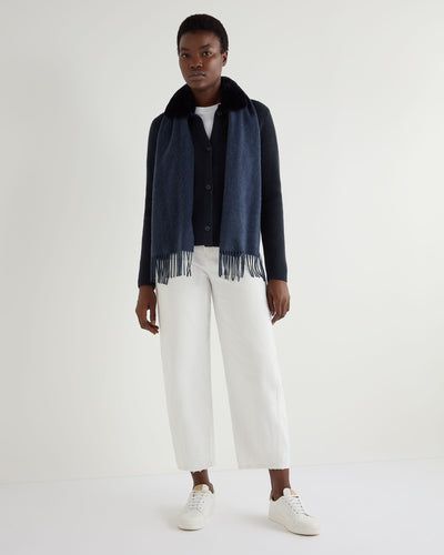 N.Peal Unisex Woven Cashmere Scarf Caviar Blue