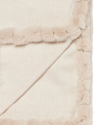 N.Peal Women's Meribel Woven Fur Trim Cashmere Shawl Frost White