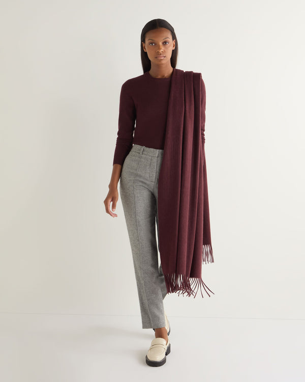 N.Peal Women's Woven Cashmere Shawl Claret Red