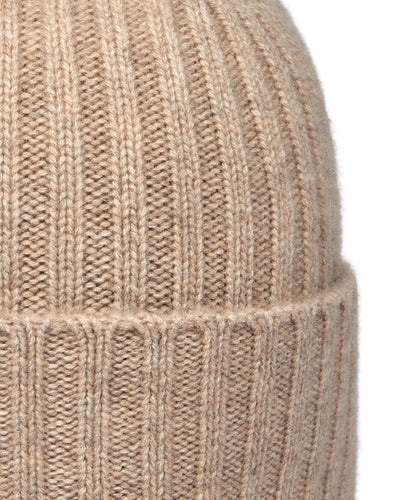 N.Peal Unisex Chunky Ribbed Cashmere Hat Oatmeal Brown