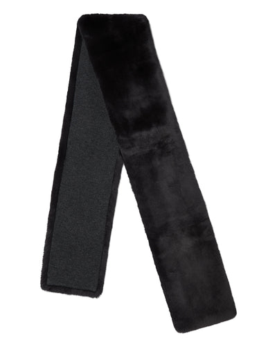 N.Peal Unisex Long Fur Scarf Dark Charcoal Grey