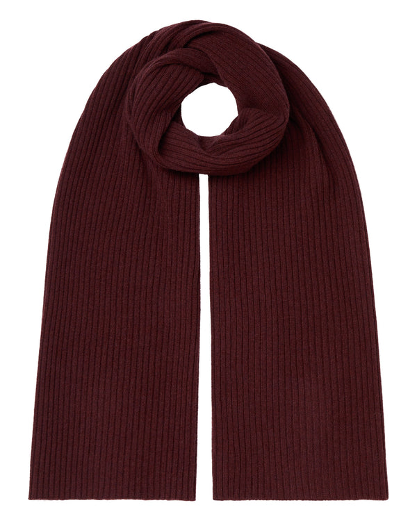 N.Peal Unisex Ribbed Cashmere Scarf Claret Red