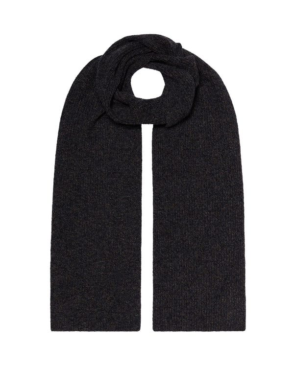 N.Peal Unisex Ribbed Cashmere Scarf Granite Blue