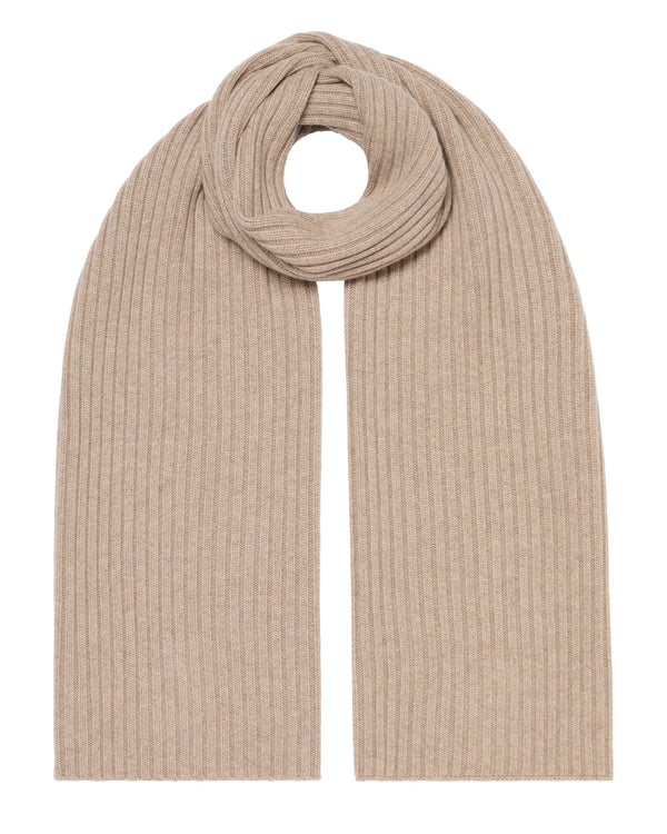 N.Peal Unisex Chunky Rib Cashmere Scarf Oatmeal Brown