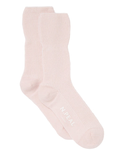 N.Peal Unisex Cashmere Rib Bed Socks Quartz Pink