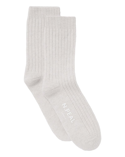 N.Peal Women's Rib Cashmere House Socks Fumo Grey