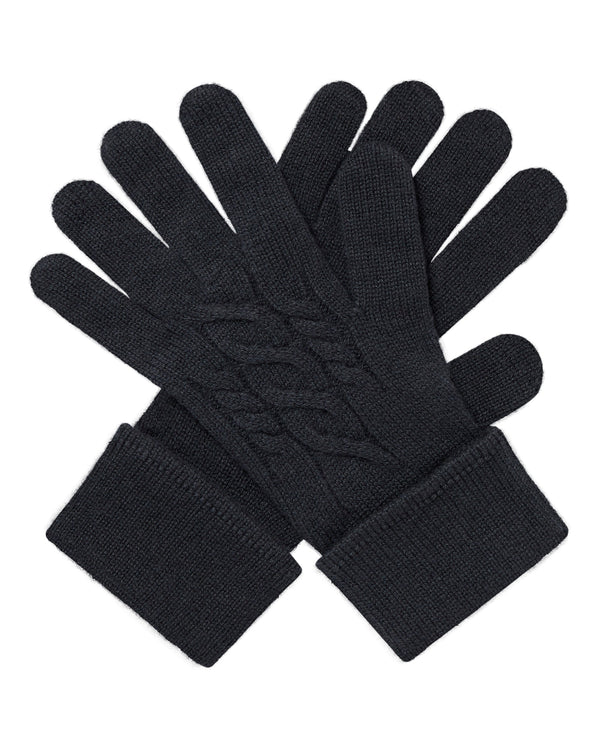 N.Peal Women's Cable Cashmere Gloves Anthracite Grey