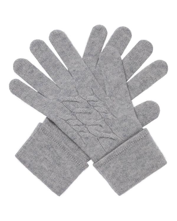 N.Peal Women's Cable Cashmere Gloves Fumo Grey