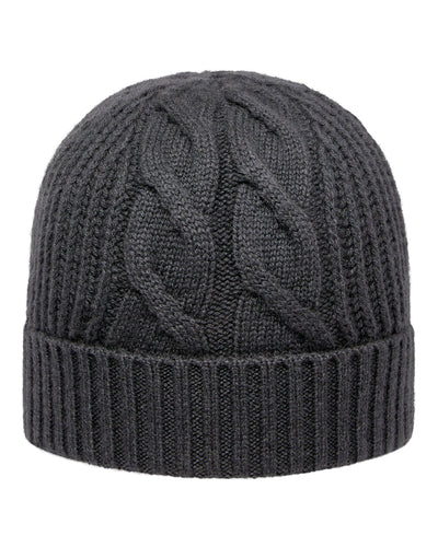 N.Peal Women's Cable Rib Cashmere Hat Anthracite Grey