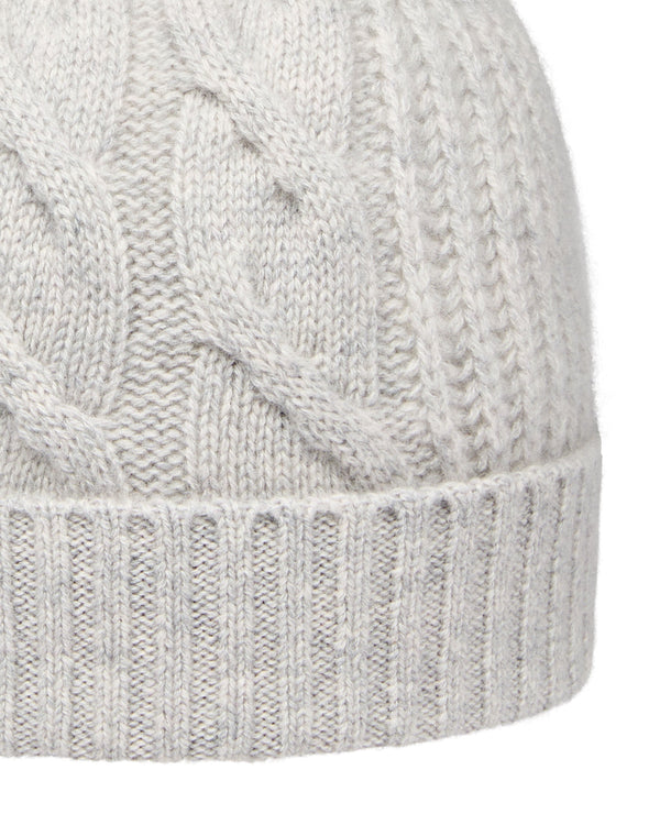 N.Peal Women's Cable Rib Cashmere Hat Fumo Grey