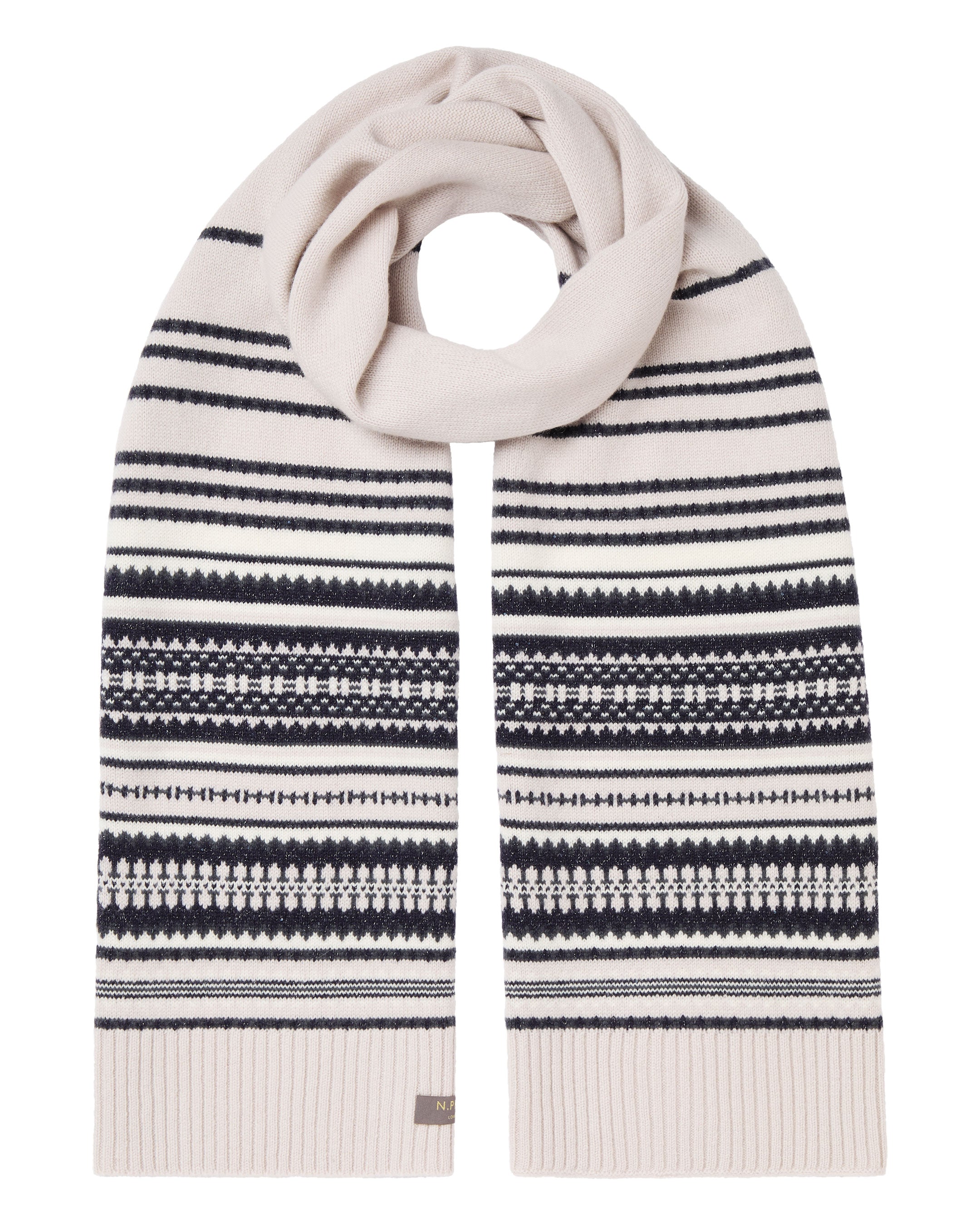 Women's Sparkle Trim Ribbed Cashmere Snood With Lurex Frost White | N.Peal