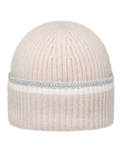 N.Peal Women's Sparkle Trim Cashmere Hat With Lurex Frost White