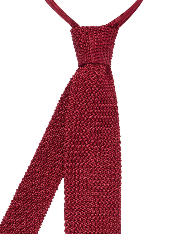 N.Peal Men's Tricot Solid Silk Tie Red