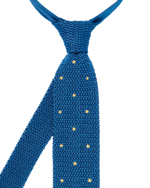 N.Peal Men's Tricot Pois Silk Tie Blue