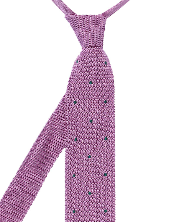 N.Peal Men's Tricot Pois Silk Tie Pink