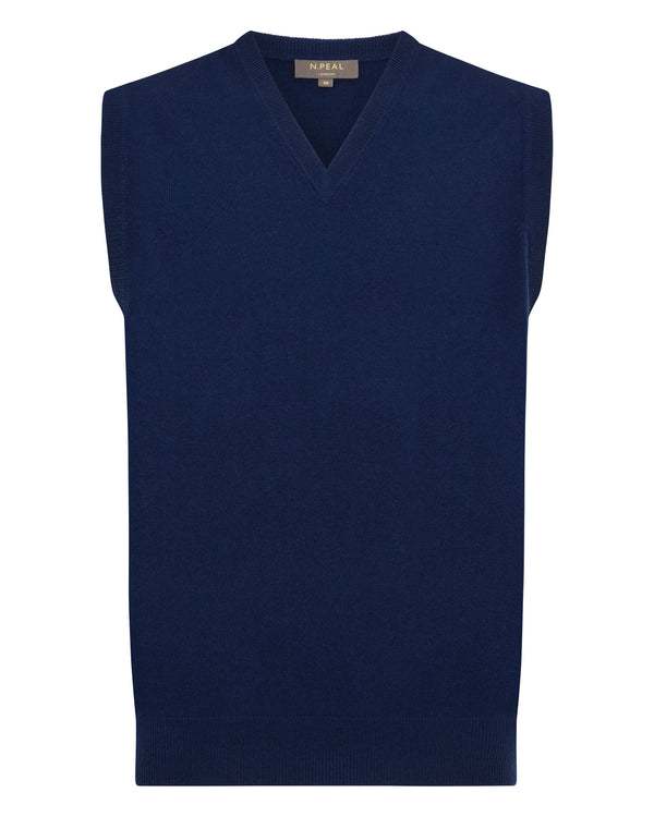 N.Peal Men's Westminster Cashmere Slipover French Blue