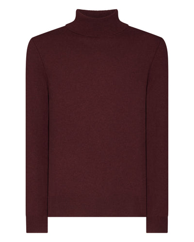 N.Peal Men's Trafalgar Roll Neck Cashmere Jumper Claret Red