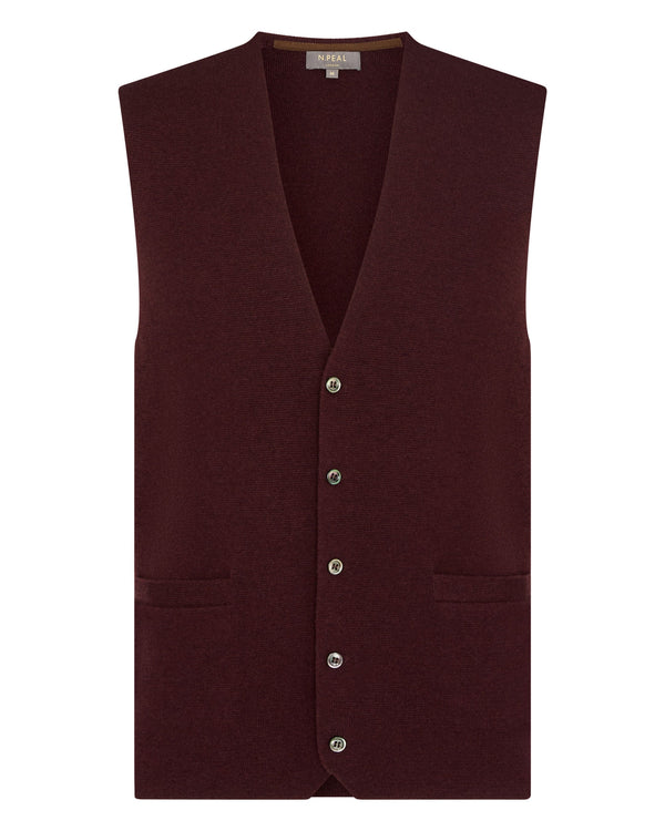 N.Peal Men's Chelsea Cashmere Waistcoat Claret Red