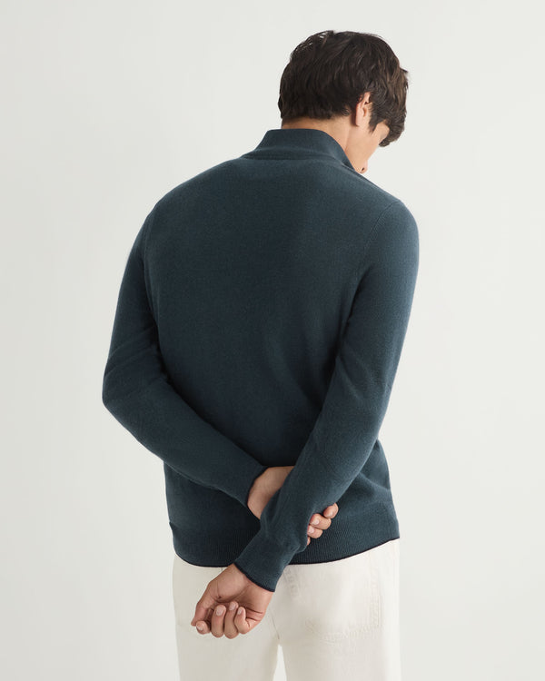 N.Peal Men's Carnaby Half Zip Cashmere Jumper Caviar Blue