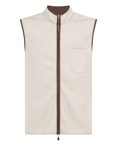 N.Peal Men's Shaftsbury Suede Trim Cashmere Gilet Sand Brown