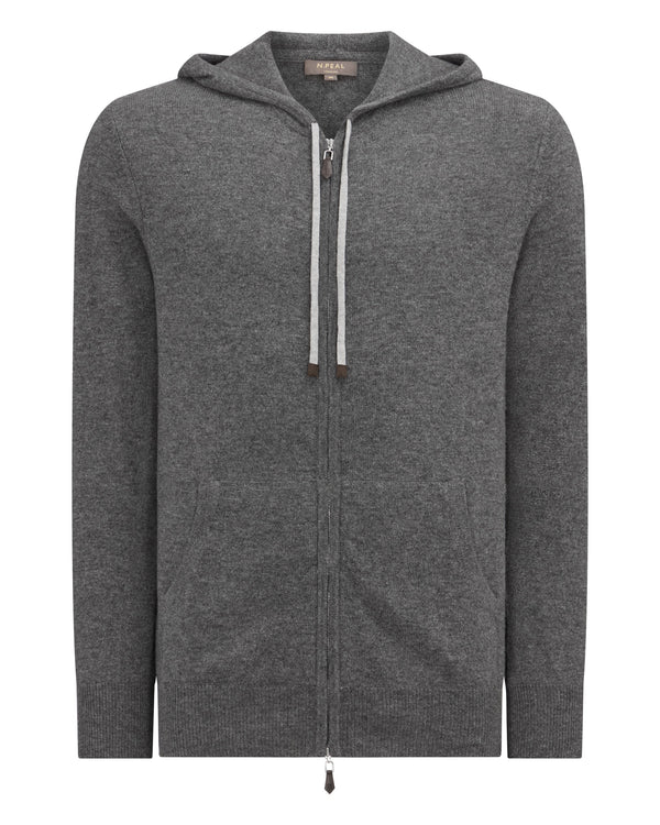 N.Peal Men's Ladbroke Cashmere Hoodie Elephant Grey