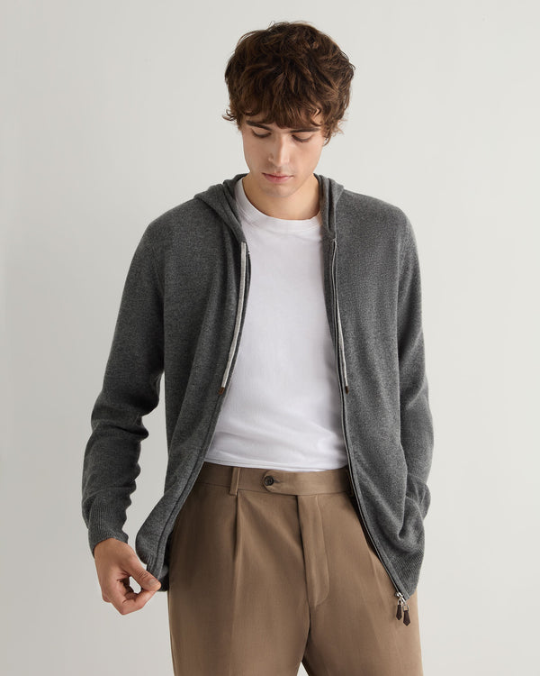 N.Peal Men's Ladbroke Cashmere Hoodie Elephant Grey