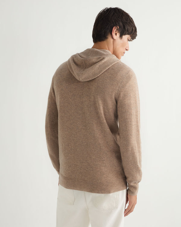 N.Peal Men's Ladbroke Cashmere Hoodie Oatmeal Brown