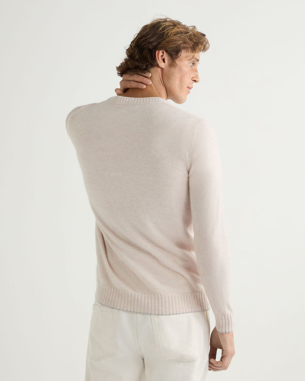 N.Peal Men's Shoreditch Round Neck Cashmere Jumper Frost White