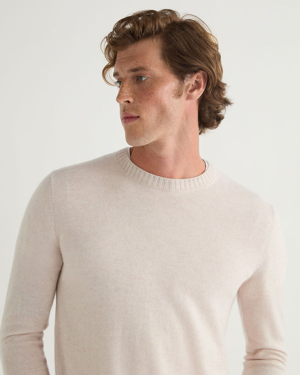 N.Peal Men's Shoreditch Round Neck Cashmere Jumper Frost White