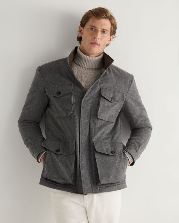 N.Peal Men's Hampton Cashmere Jacket Grey