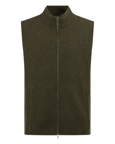 N.Peal Men's Rex Trim Cashmere Gilet Moss Green