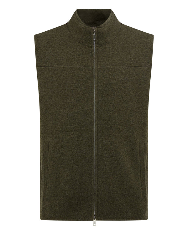 N.Peal Men's Rex Trim Cashmere Gilet Moss Green