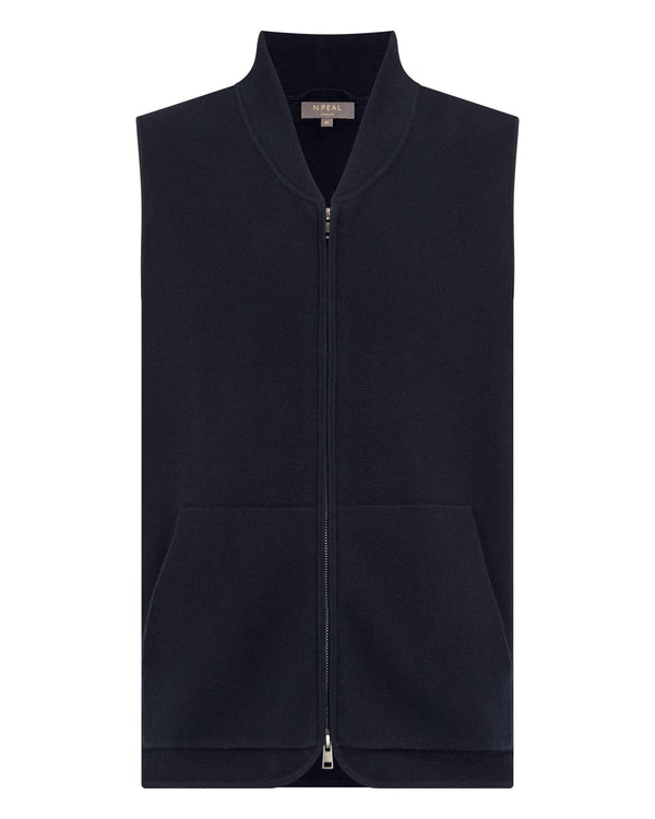 N.Peal Men's Cotton Blend Gilet Navy Blue