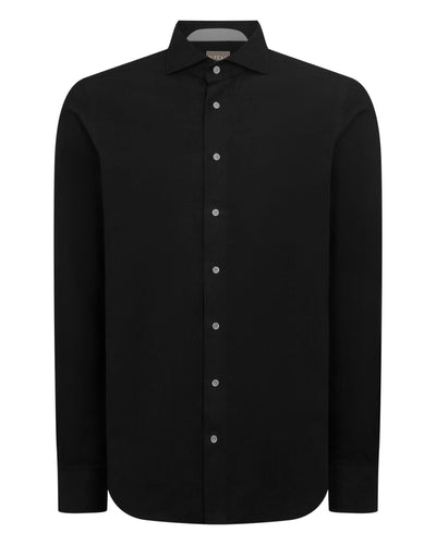 N.Peal Men's Cannes Soft Cotton Flannel Shirt Black