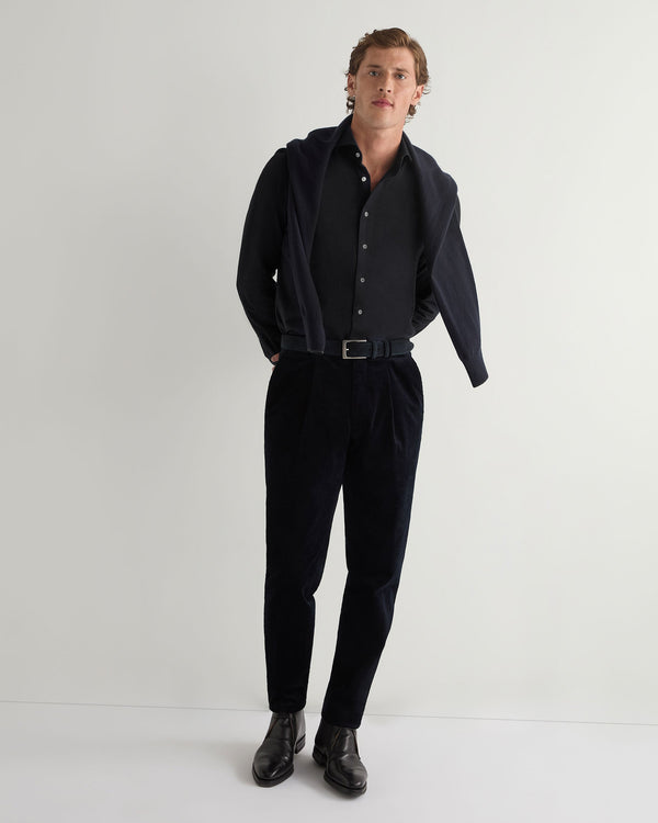 N.Peal Men's Cannes Soft Cotton Flannel Shirt Black