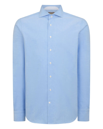 N.Peal Men's Cannes Soft Flannel Shirt Blue