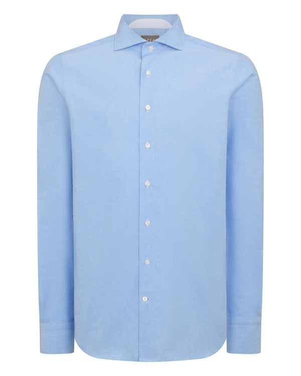 N.Peal Men's Cannes Soft Cotton Flannel Shirt Blue