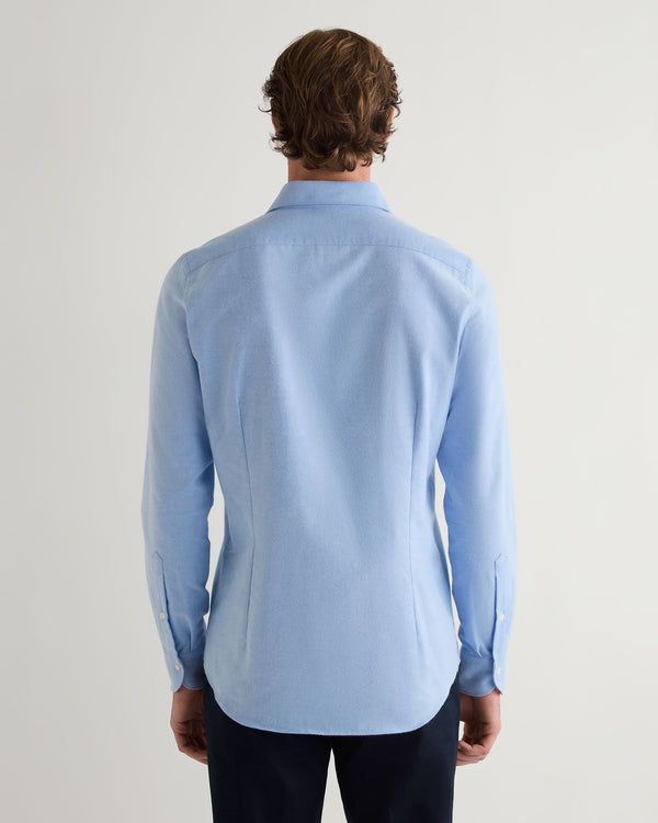 N.Peal Men's Cannes Soft Cotton Flannel Shirt Blue
