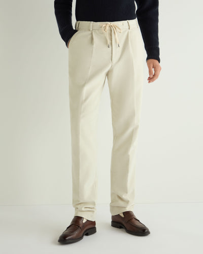 N.Peal Men's Atrani Moleskin Trousers Off White