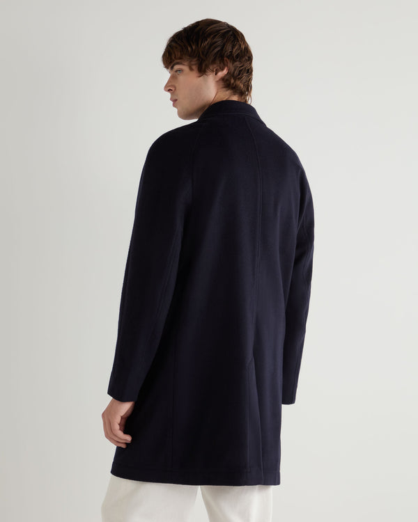 N.Peal Men's Cashmere Coat Navy Blue