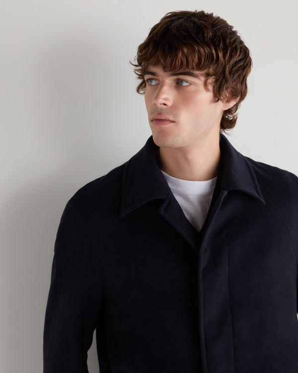 N.Peal Men's Cashmere Coat Navy Blue