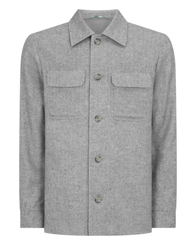 N.Peal Men's Scala Herringbone Overshirt Grey