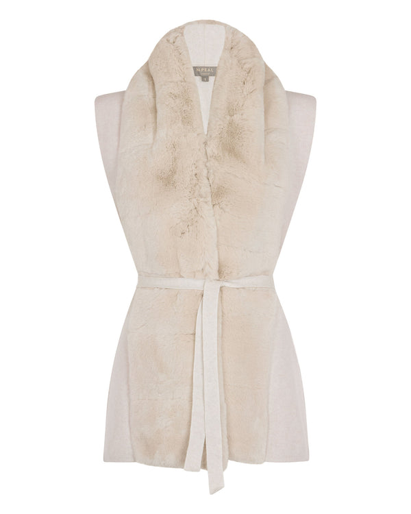 N.Peal Women's Lola Fur Placket Cashmere Gilet Frost White